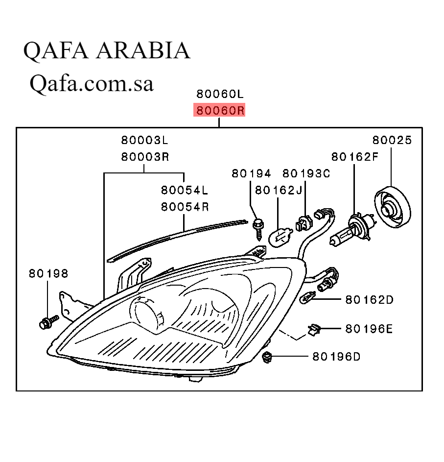 شمعة نور امامي لانسر 2004-2014 يمين